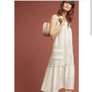 ANTHROPOLOGIE Maeve Tan Tonal Striped
Midi Dress